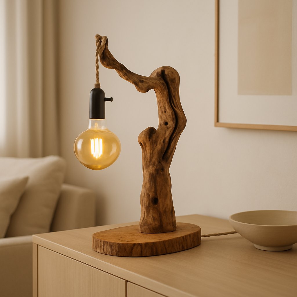 Candeeiro de mesa artesanal da LAMS Woodcrafts