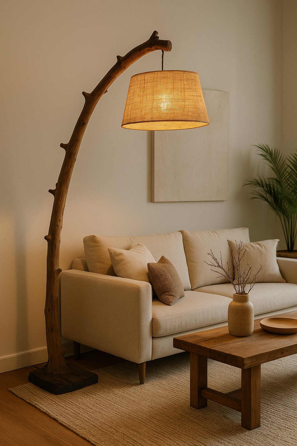 Candeeiros de Pé em madeira rústica e sustentável, da LAMS Woodcrafts